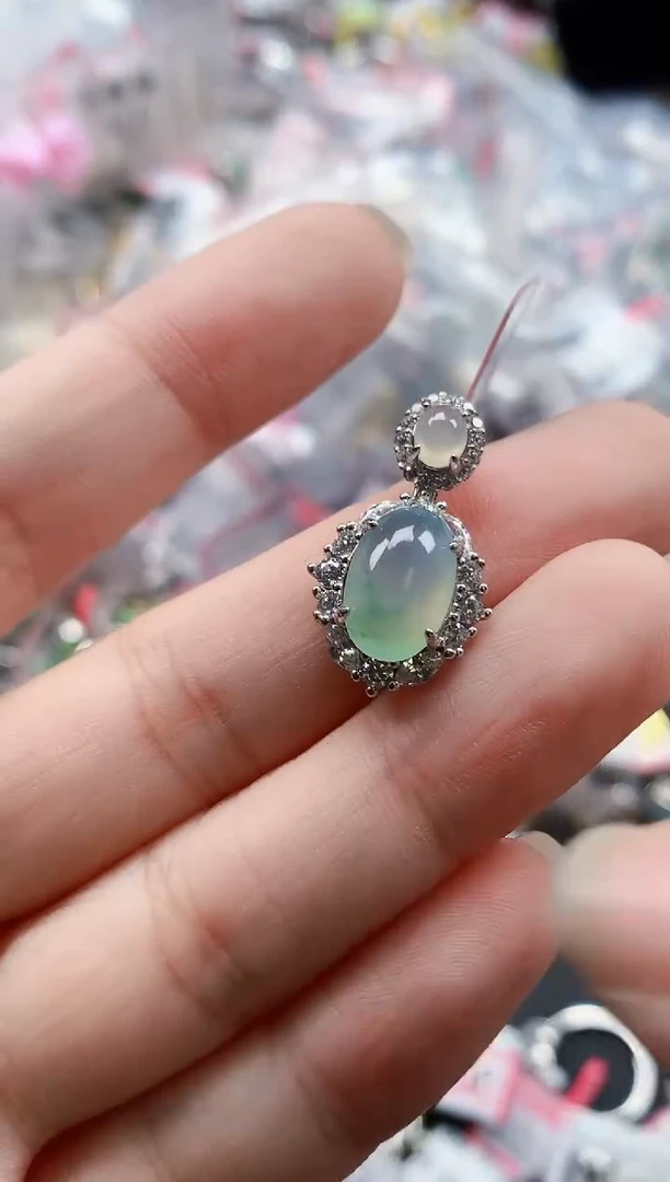 银S925镶嵌戒指翡翠天然A货缅甸翡翠