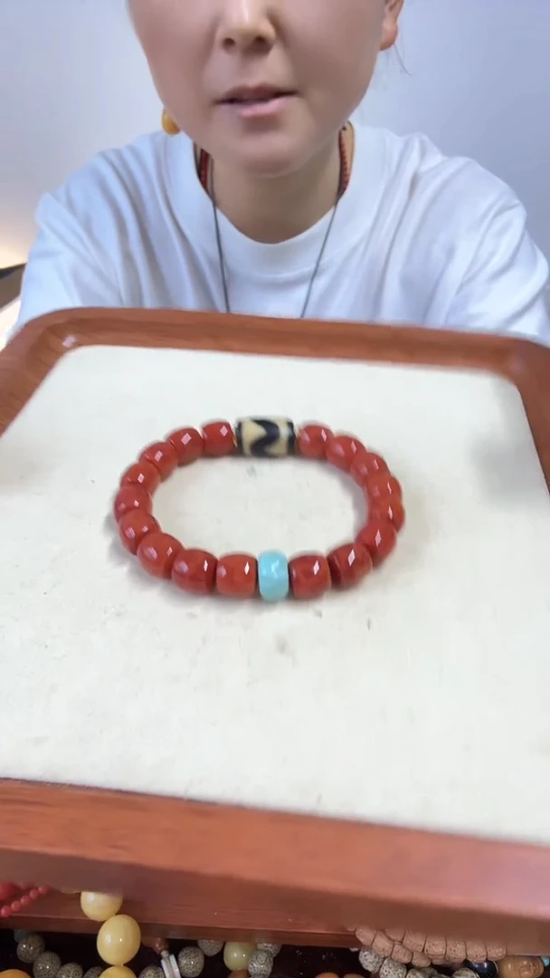 手链未镶嵌南红玛瑙满色满肉直切单圈