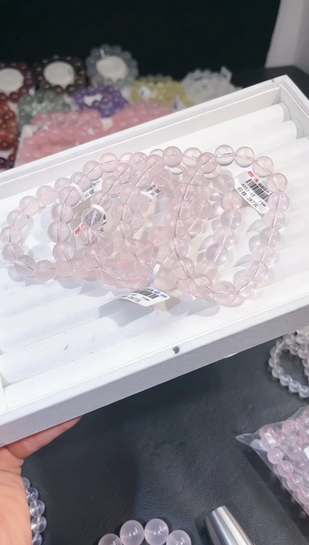 【闪购商品】水晶手链未镶嵌多样性发一冰橘粉11mm