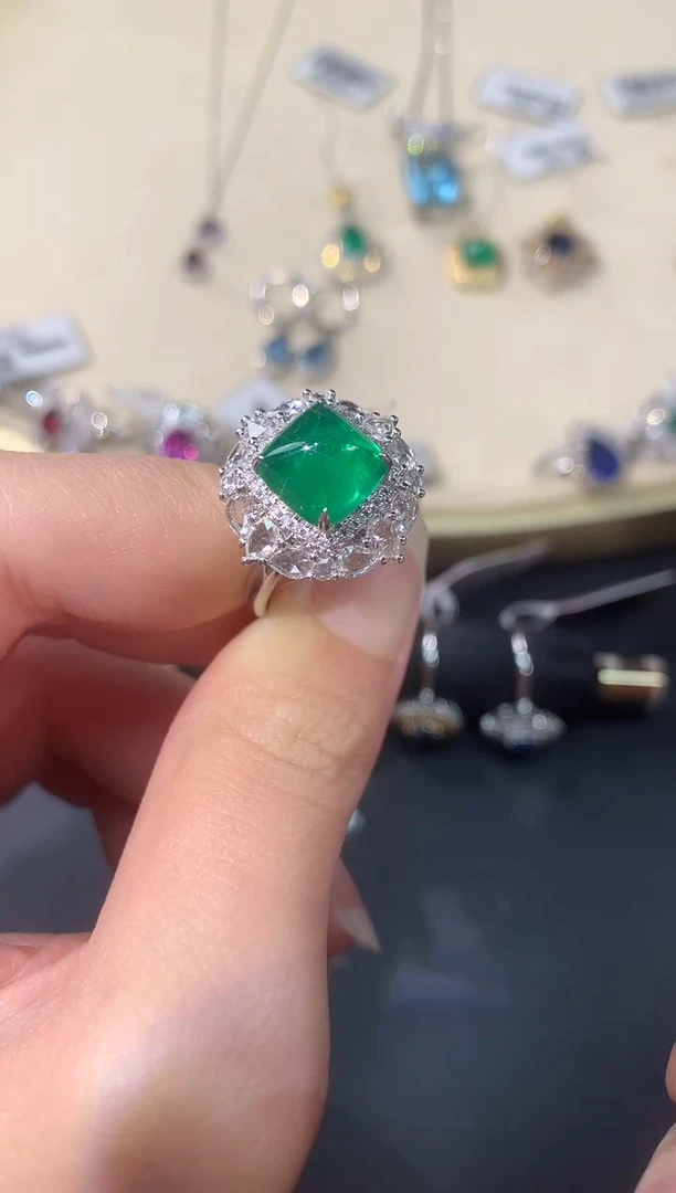 戒指18K金镶嵌祖母绿W253 | 两用款 |  45000