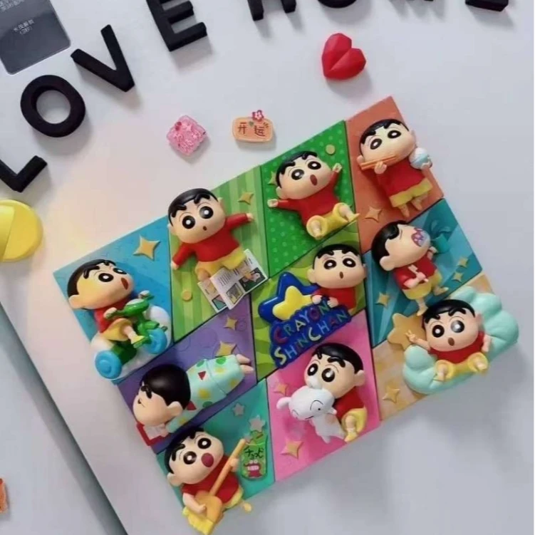 蜡笔小新快乐碎片系列立体冰箱贴盲盒拼装冰箱贴小新周边潮玩礼物