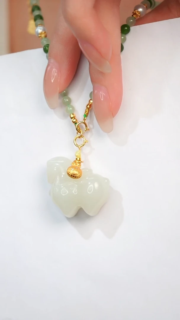 吊坠(不含链)银S925镀金镶嵌和田玉1111