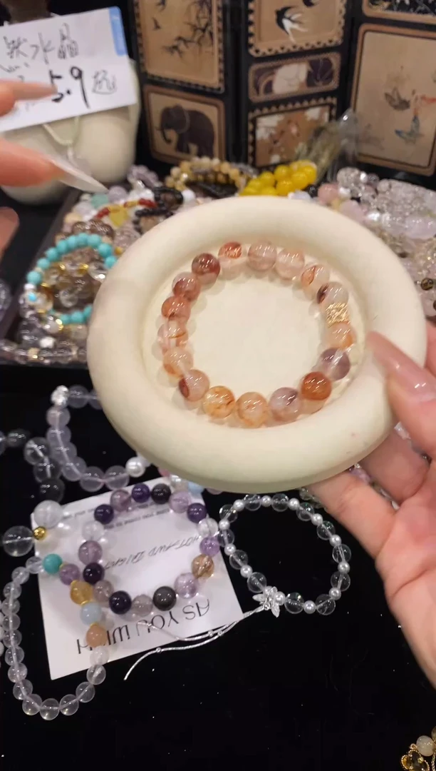 未镶嵌手链水晶红胶花手链