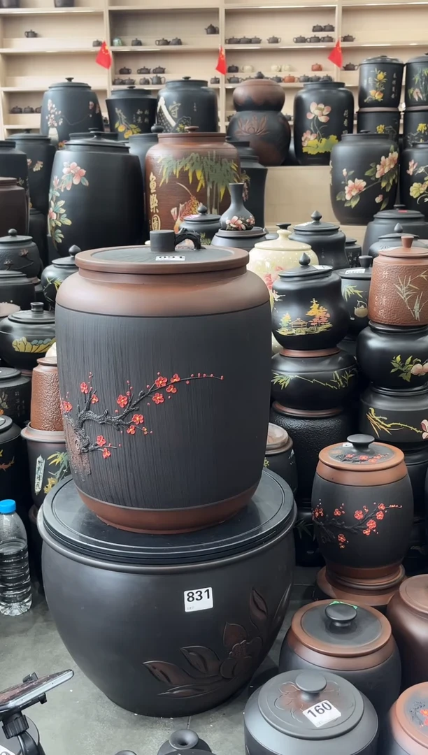 罐瑕疵茶缸高44cm红梅     091