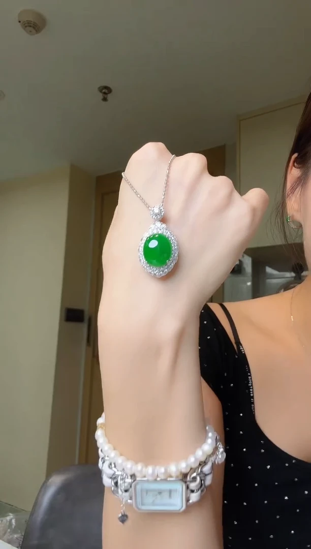 翡翠银S925镶嵌吊坠(不含链)吊坠