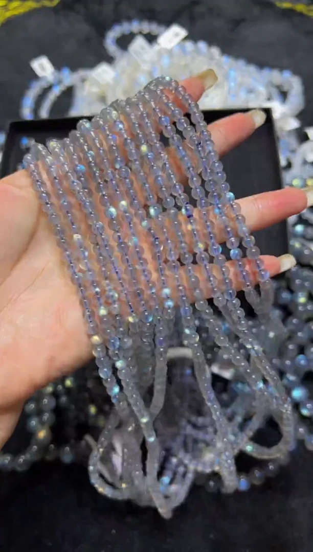 手链未镶嵌长石5.5mm入门灰月光3圈  默认微瑕