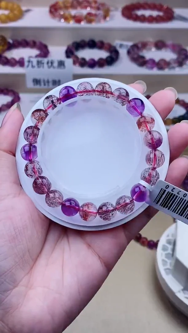 未镶嵌手链水晶黑加仑超七单圈9m+