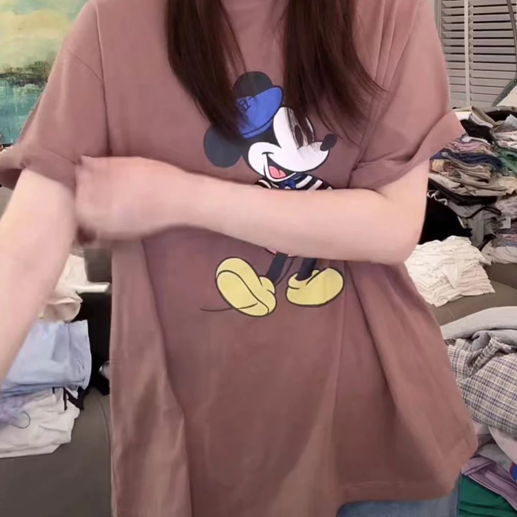 【NO退NO换】韩国东大门2025夏款巧克力棕米老鼠短袖T