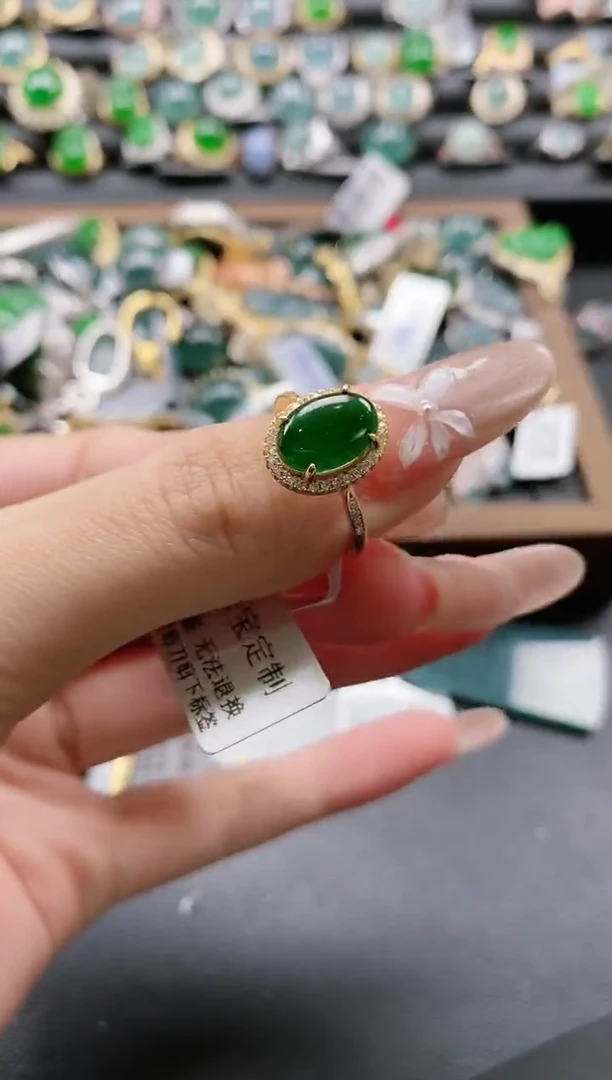 【闪购商品】翡翠戒指银S925镶嵌5151