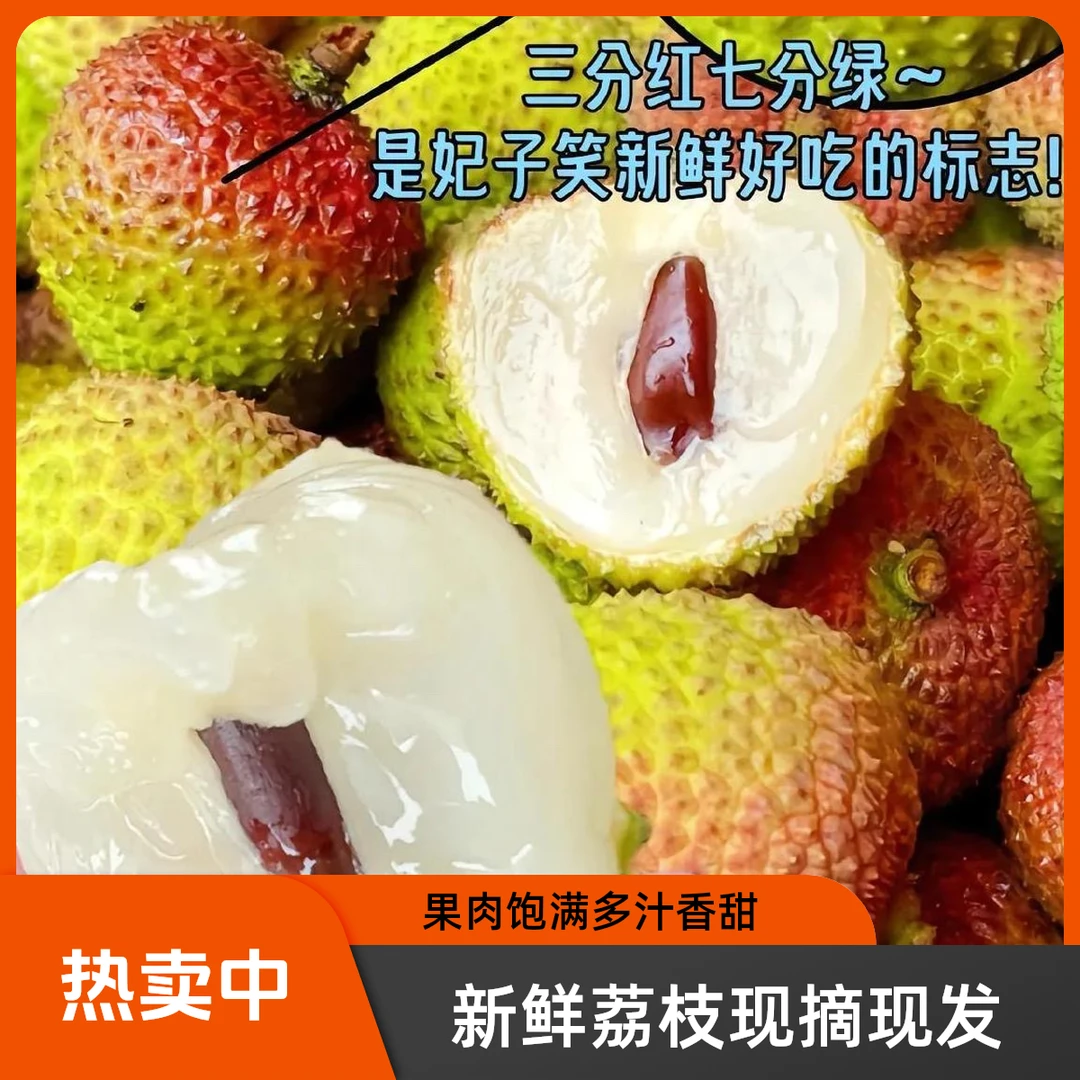 广东新鲜妃子笑荔枝应季水果现摘现发产地直发甜荔枝大果空运发货