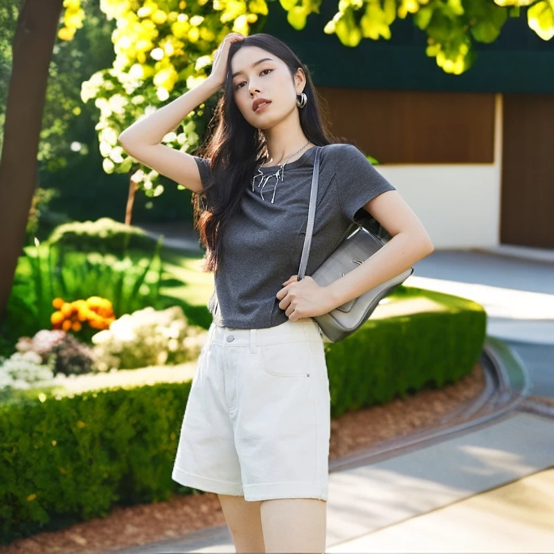 【夏季上新】烟灰色紧身T恤