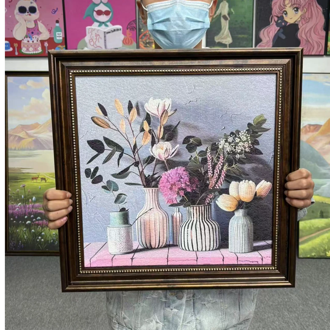 风客厅玄关装饰画复古花卉沙发背景墙挂画卧室壁画5050