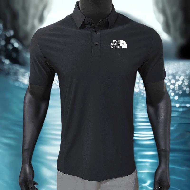 动感北面夏季男士冰丝无痕POLO衫上衣短袖弹力速干透气翻领男