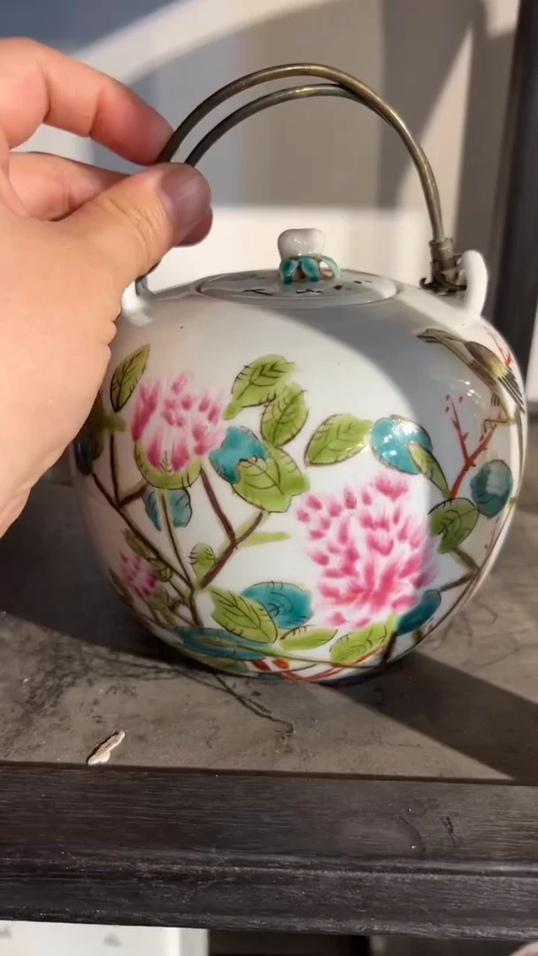 摆件瓷摆件瓷摆件花鸟支丁壶