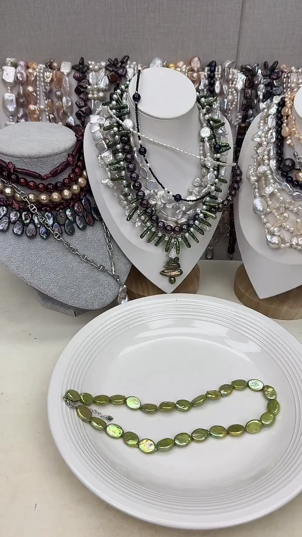 颈饰银S925镀金镶嵌淡水珍珠1