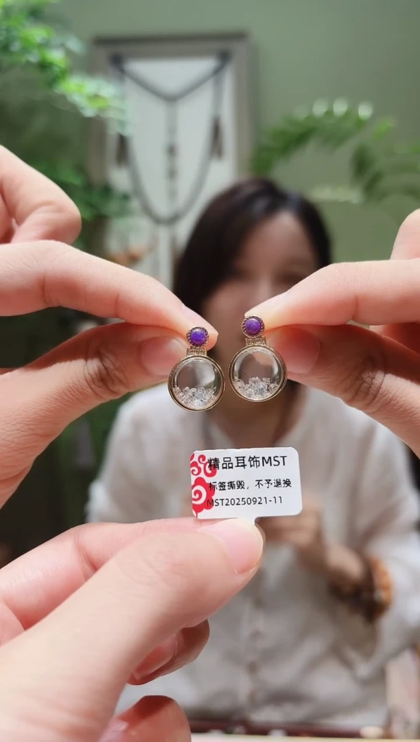 银S925镶嵌耳饰水晶白水晶耳饰MST0921-11多样性发货