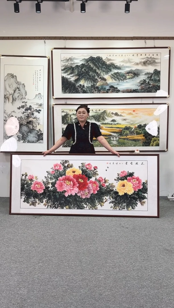 国画纯手绘208x86花开富贵
