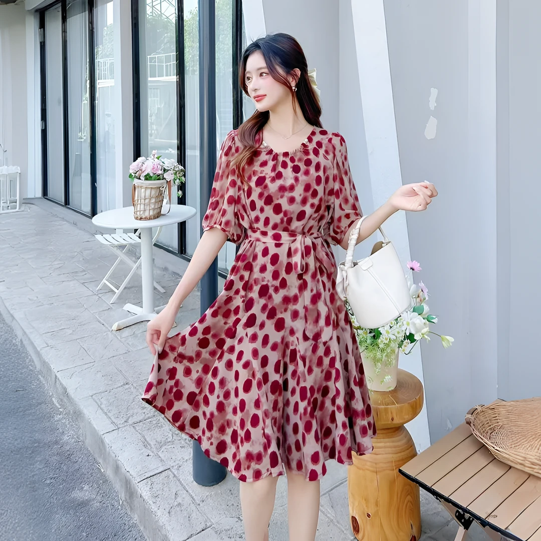 MC.2513碎花连衣裙显瘦气质夏季时尚法式长款收腰泡泡袖
