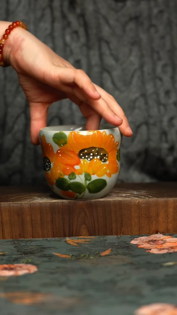 杯釉下彩手工手绘同款陶器