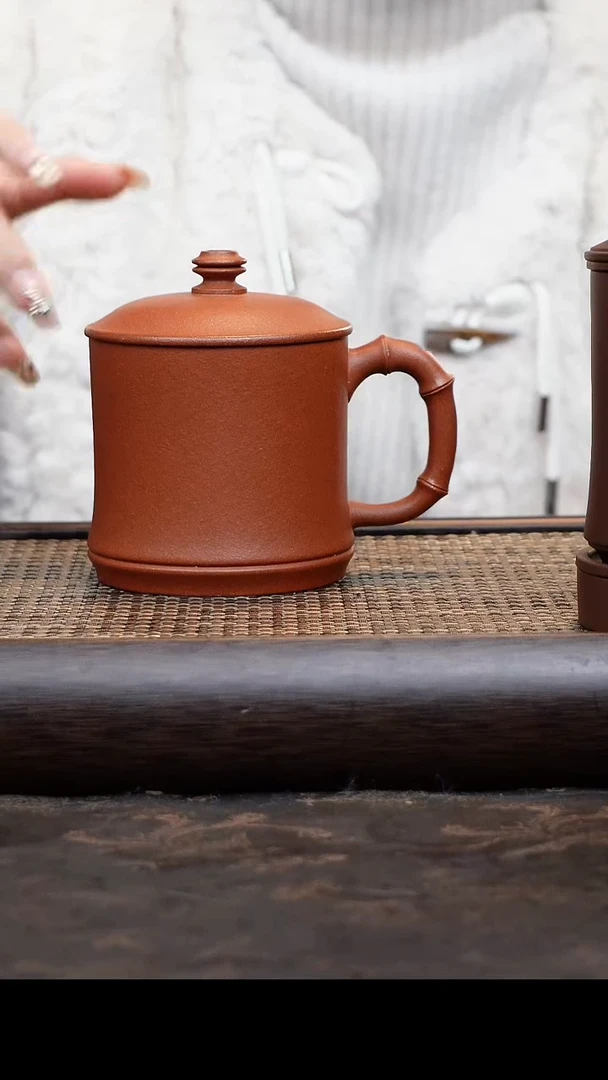 【闪购商品】紫砂茶杯红降坡竹节杯