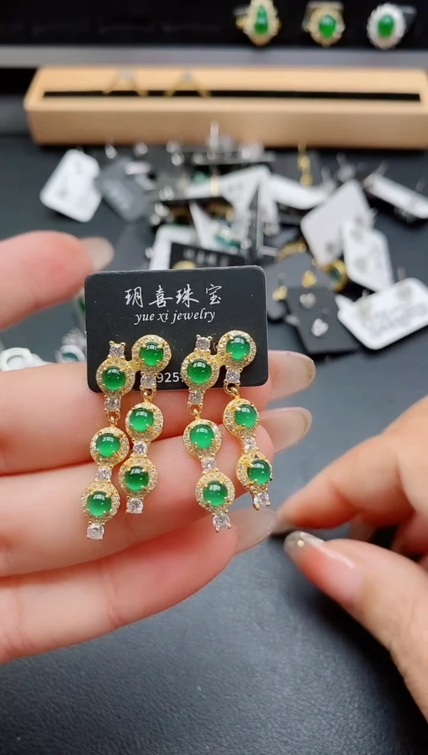 银S925镶嵌戒指翡翠1