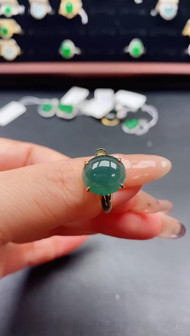 银S925镶嵌戒指翡翠1