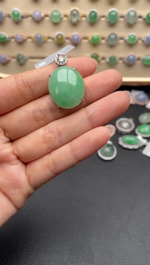 银S925镶嵌戒指翡翠一物一证一礼盒