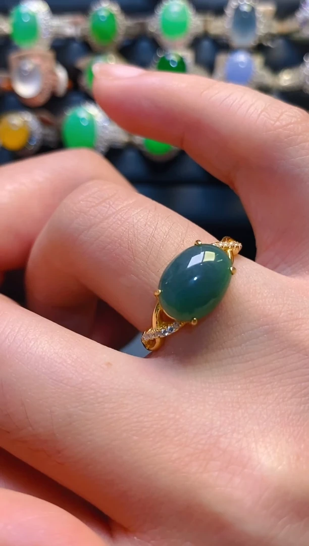 银S925镶嵌翡翠耳饰天然