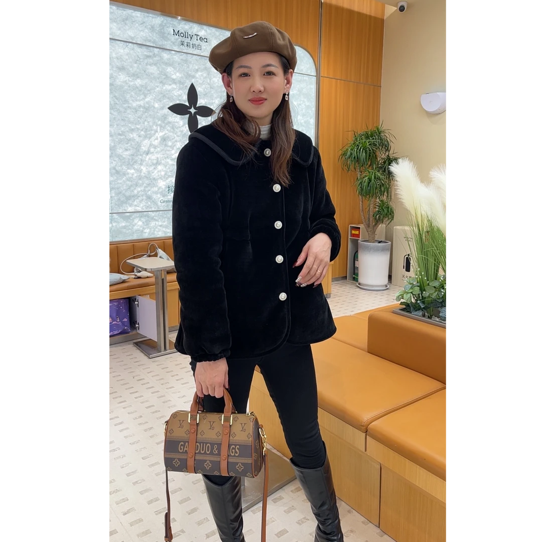 冬季名媛女士外穿睡衣家居服6169【单件上衣】黑色加绒加厚保暖