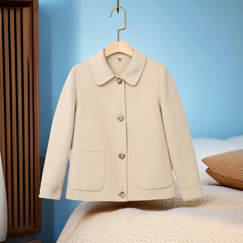 D503气质女士设计师时尚款毛呢外套羊绒