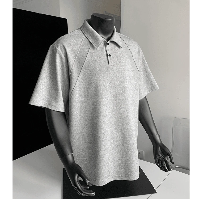 解构美式重磅短袖polo衫男新款夏季潮牌休闲百搭小众翻领T恤汗衫