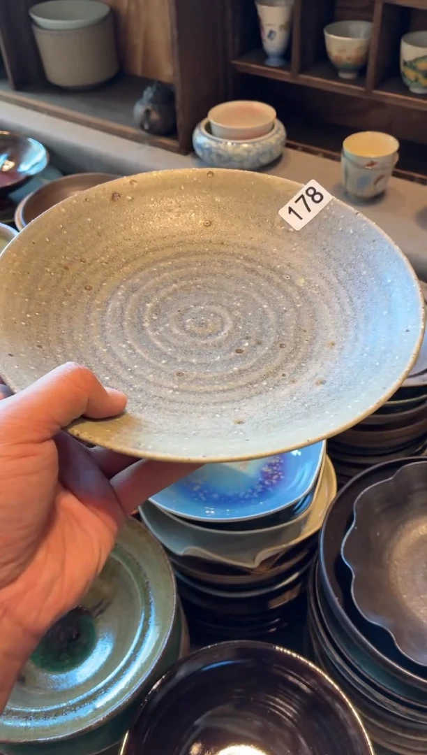 瓷片?****花178 粗陶灰手工盘1个