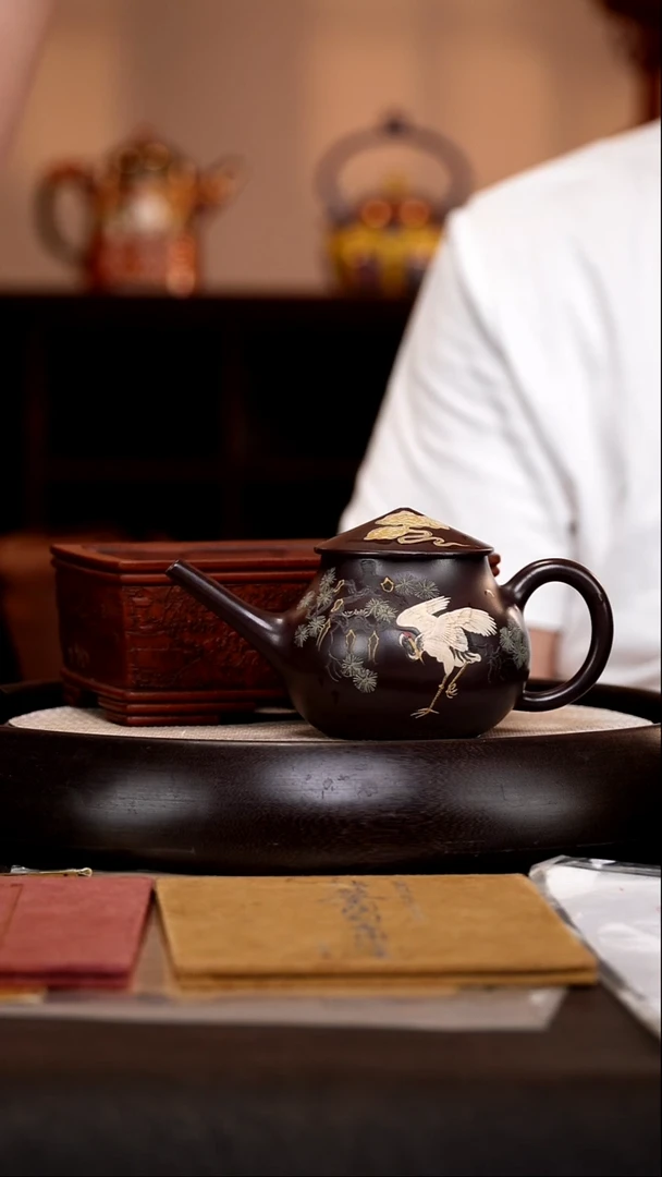 茶壶紫砂BYM22渔翁深井老紫泥240cc