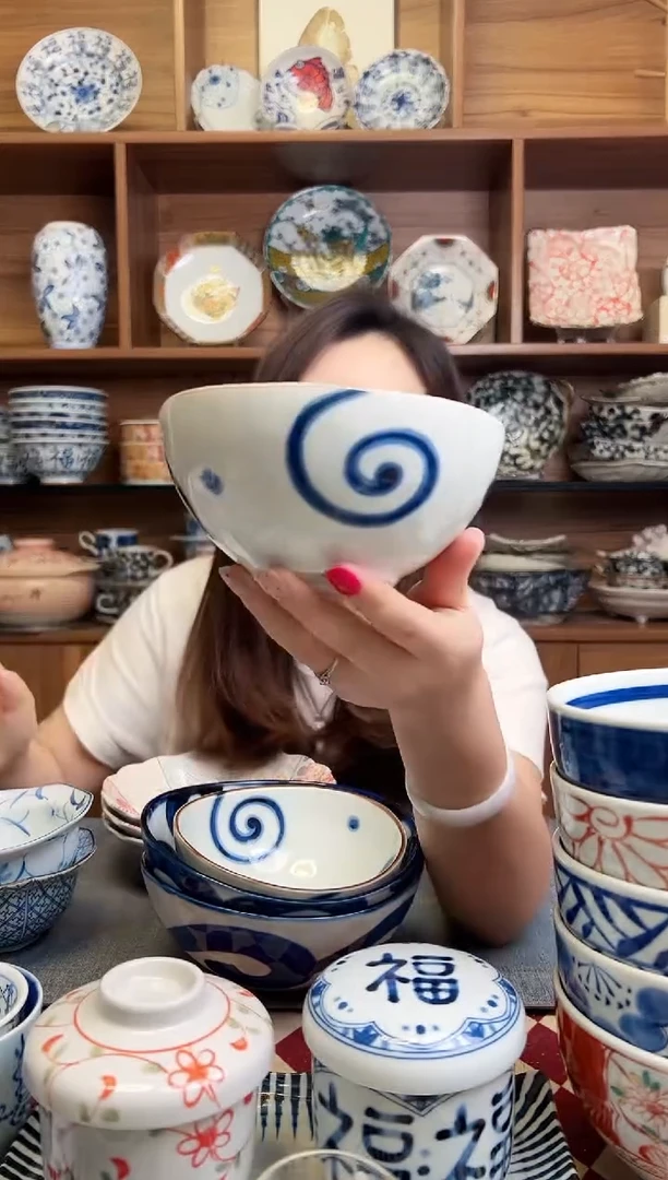 瓷片【微瑕】涡纹 13.5cm异型椭圆钵