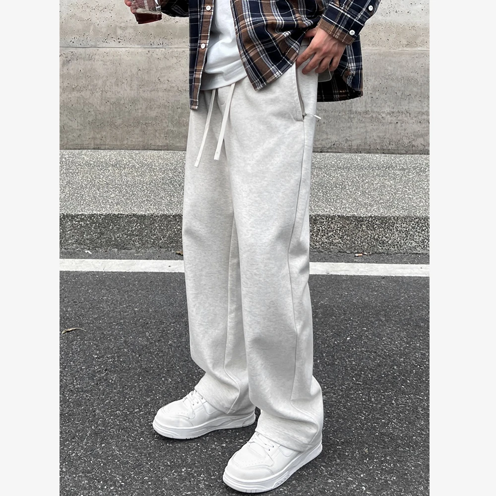 冬季男士加绒加厚直筒休闲垂感运动宽松百搭卫裤长裤