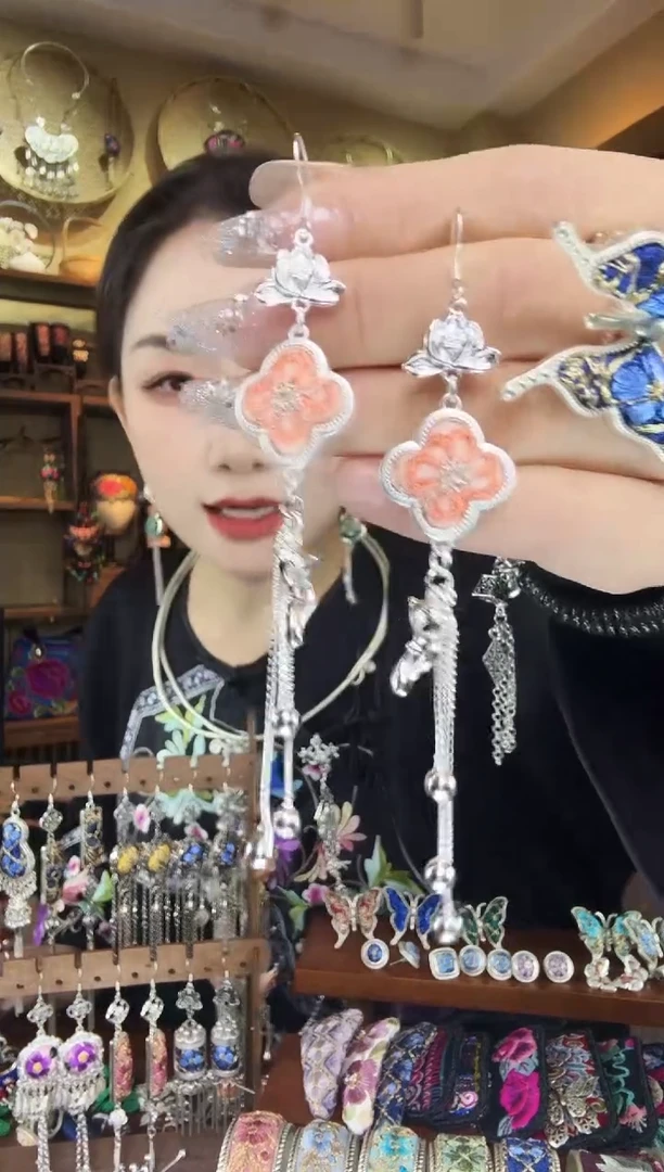 刺绣非遗刺绣民族风耳环