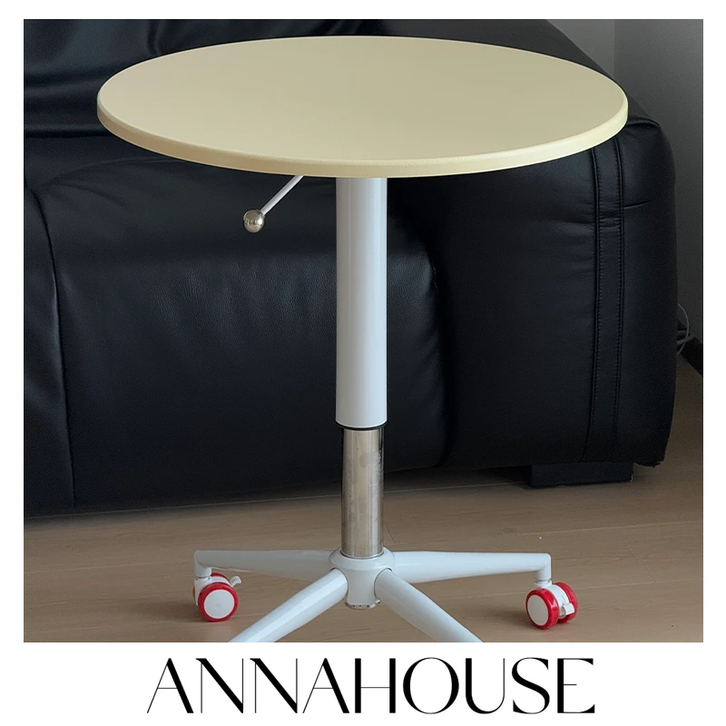ANNAHOUSE马卡龙餐桌家用移动升降茶几实木圆桌客厅休闲咖啡桌MR