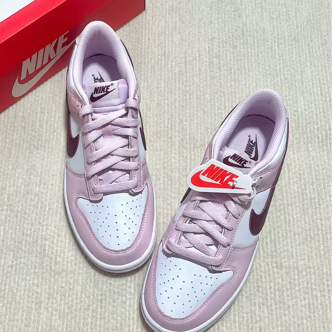 Nike耐克Dunk Low GS樱花粉 情人节 女款 低帮休闲板鞋CW1590-601