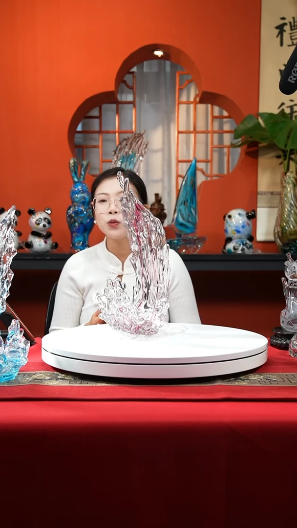 手工艺品琉璃雅金红色风生水起