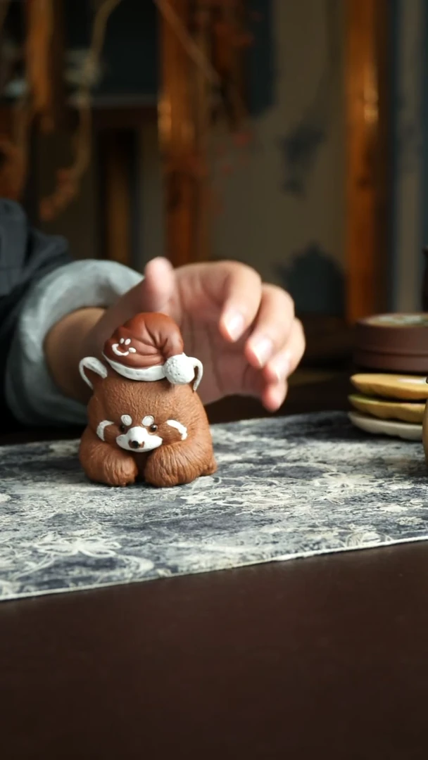 茶杯紫砂48号浣熊茶宠 宜兴紫砂原矿作品