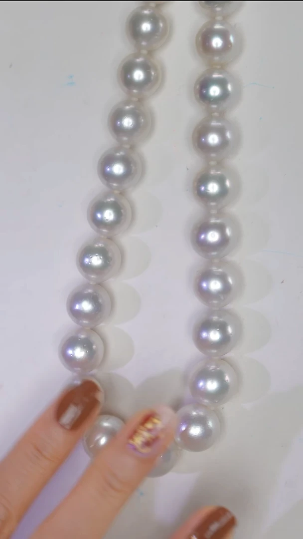 颈饰银S925镶嵌海水珍珠S925银白 澳白珍珠项链12-15m