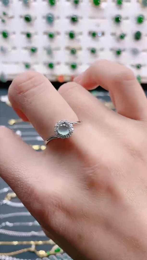 【闪购商品】翡翠戒指银S925镶嵌天然翡翠