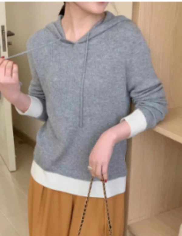 【素简.620185】秋冬拼接帽衫宝藏上新30绵羊毛针织衫（2.23福利）