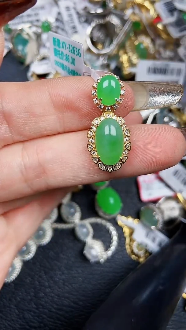 颈饰银S925镶嵌翡翠2394