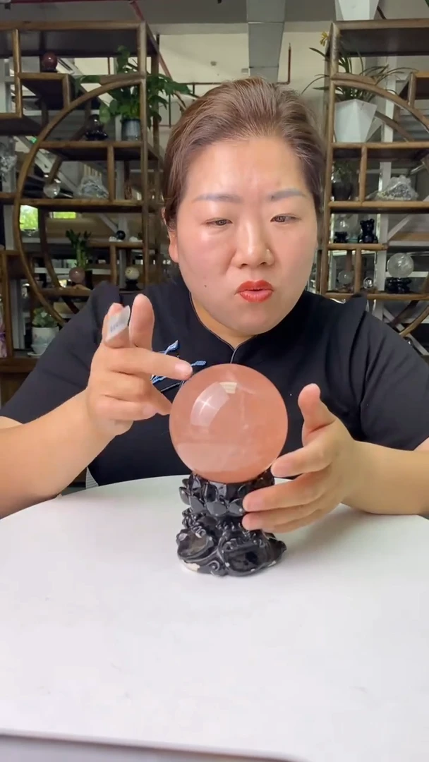 球未镶嵌水晶粉水晶球D839