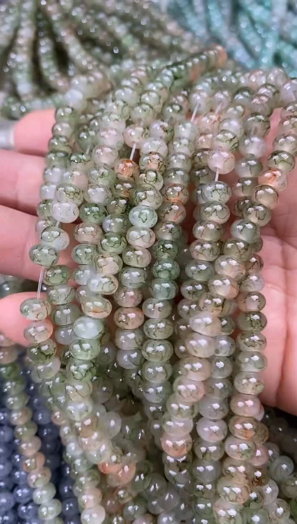 玻璃3004卡6算盘珠拉丝款150颗贵妃色