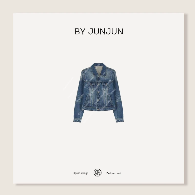 ByJunjun【梅森堡】 进口土耳其牛仔料超显瘦正肩外套C25W5869