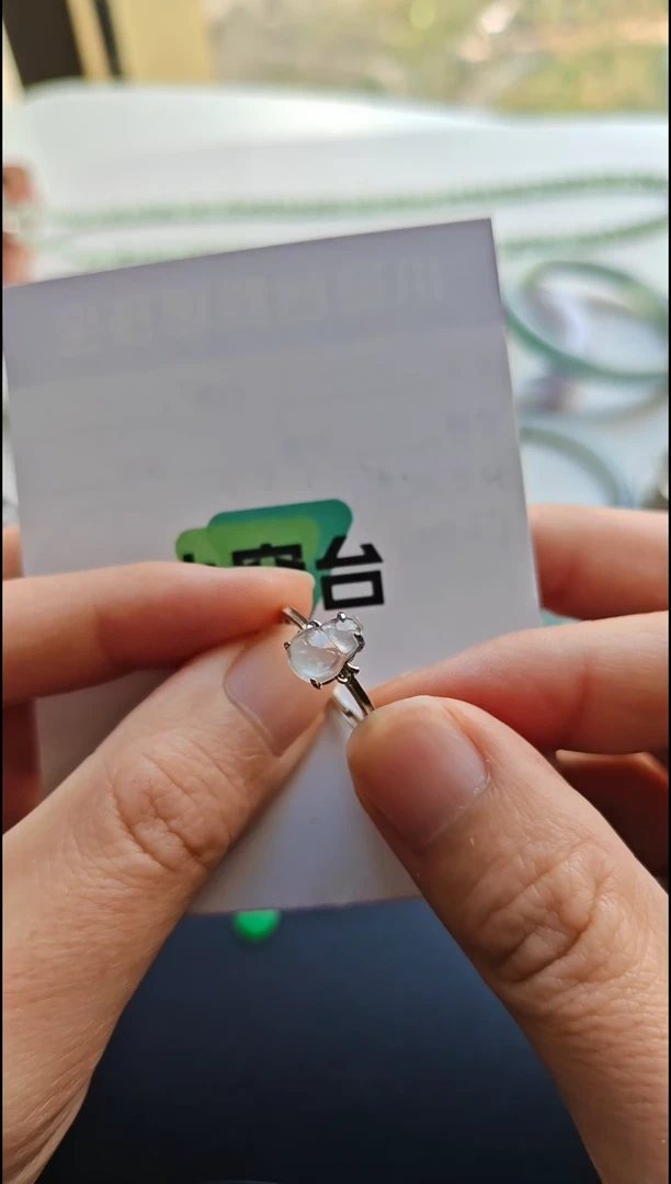 银S925镶嵌戒指翡翠翡翠戒指S925银镶嵌
