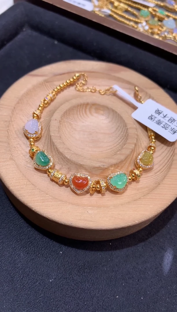 吊坠(不含链)银S925镶嵌翡翠手链