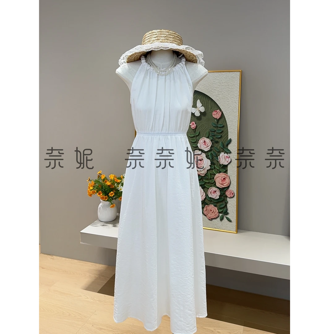 奈奈妮【白开水】连衣裙夏季2025新款法式纯色气质显瘦设计感9717